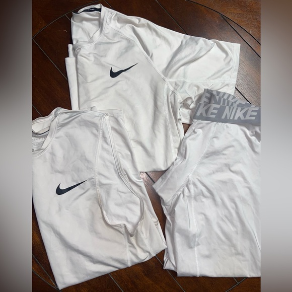Nike Other - Nike Pro White Dri-fit Compression Shirt Tank Leggings Bundle Men’s Large